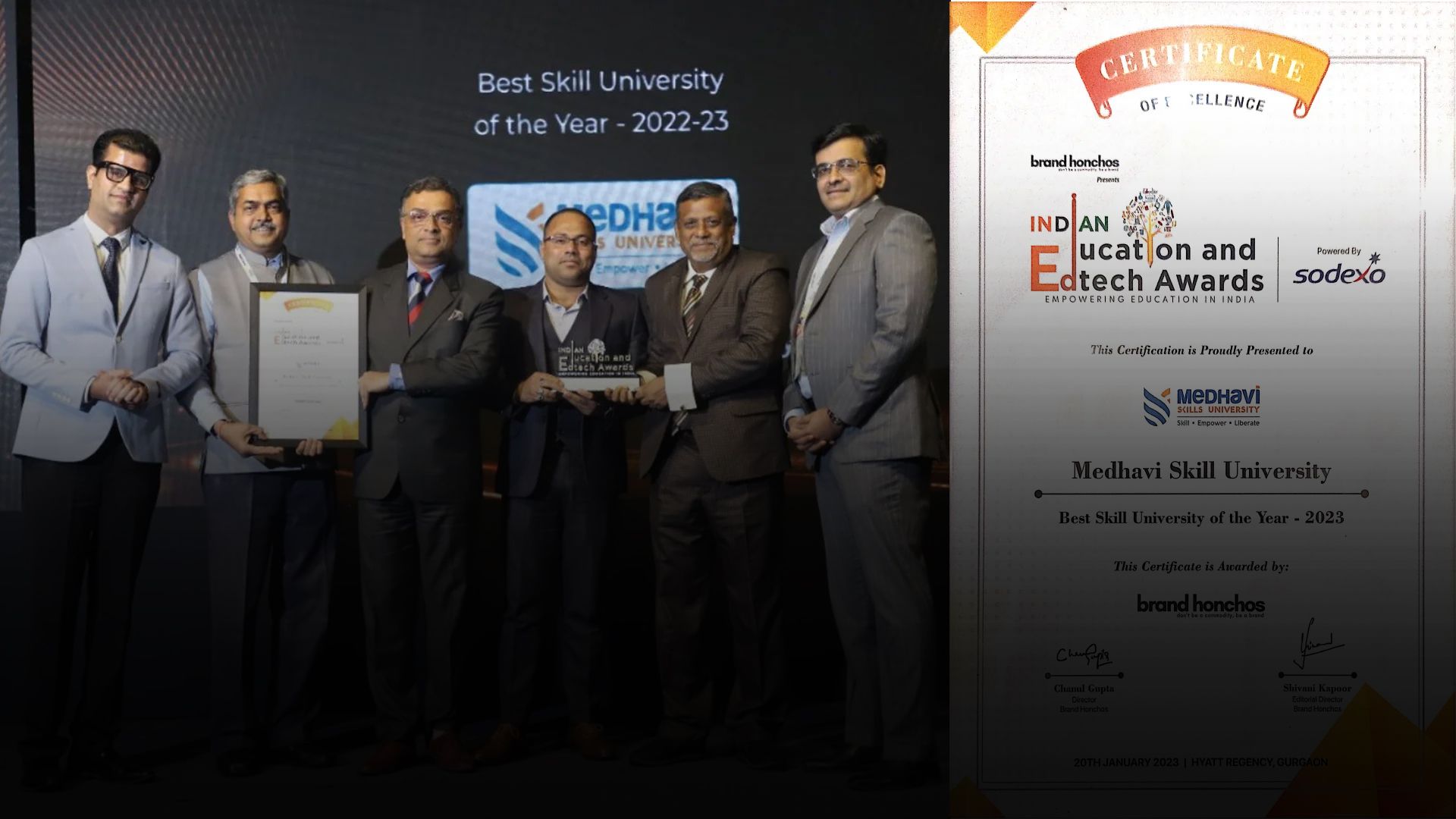 Best Skill University of the year - 2023 awarded by Brand Honchos