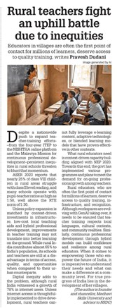 Pravesh sir’s authored article published in Education Times,  (Print)