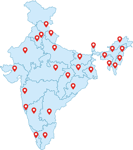Map of India showing Medhavi Foundation's presence
