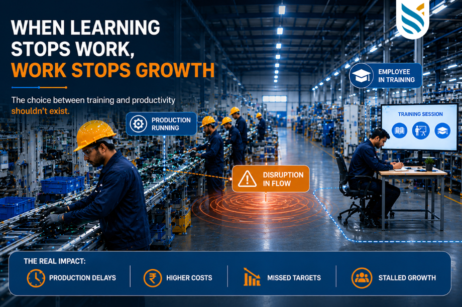 A visual metaphor illustrating that halted learning leads to stagnation in work and personal growth.