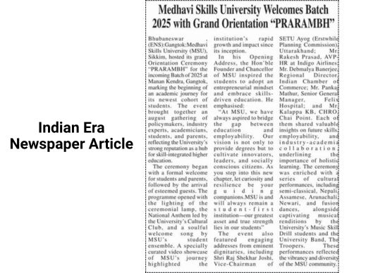 Medhavi Skills University kickstarts the journey of Batch 2025 with PRARAMBH